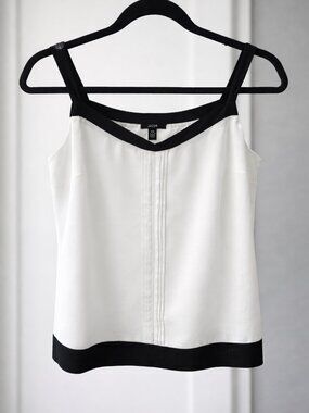 MEXX Black & White Lined Contrast Trim Top XS/S